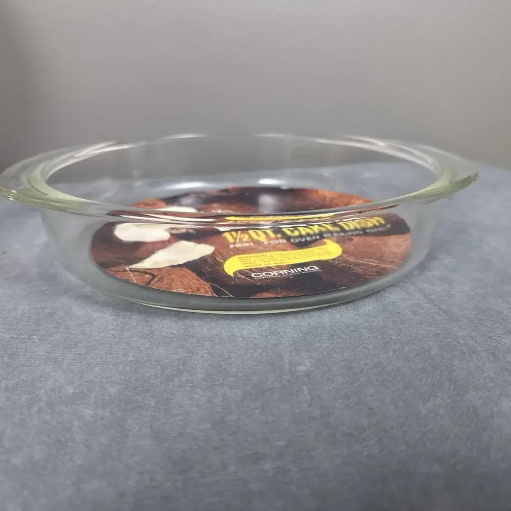 Vintage Pyrex 221 Round Cake Dish 1½ Qt NOS Original Label & Recipe Insert New